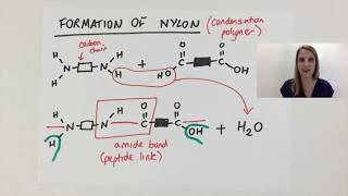 Simple Condensation polymerisation polymer explained using nylon GCSE