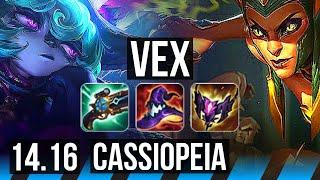 VEX vs CASSIOPEIA (MID) | 16/1/3, 9 solo kills, Legendary | EUW Master | 14.16