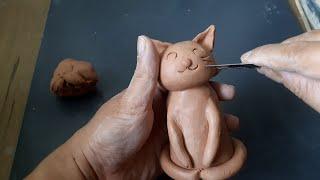 Easy Clay Tutorial Sculpting Small Pottery Cat | Clay Miniature Craft and Art DIY