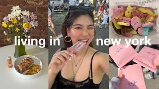 Living Alone in NYC  trying bonbon swedish candy, huge clothing haul, music festival