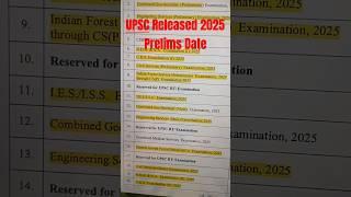 UPSC Calendar 2025 | UPSC Prelims Date 2025 #upsc #shorts