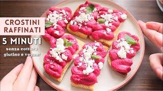 Crostini Sfiziosi in 5 minuti  | Senza Cottura Glutine Latticini | Con crema di Ceci e Barbabietola