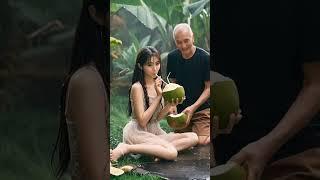 The taste of nature! Coconut in the rain, super healing!#deepsleep#sleepmeditation#rain