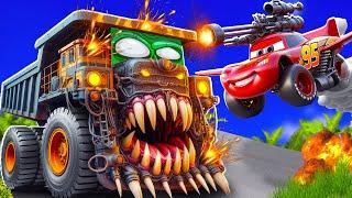 Lightning McQueen Super Plane and TOW Mater VS MINI BALAZ ZOMBIE, Apocalypse in BeamNG.drive