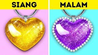  SIANG VS MALAM HACK KECANTIKAN || Trik dan Trik Kecantikan DIY yang Mudah oleh 123 GO!