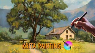 How to Paint a Beautiful Landscape in Krita (Digital Art)