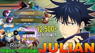 2x MANIAC + 20 Kills Julian Insane 12,500+ MMR - Top 1 Global Julian by Renai? - Mobile Legends