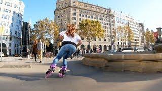 Super fast skating through Barcelona on F4 Inline skates.