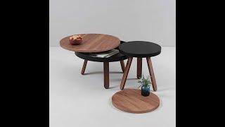 BATEA M side table with storage space is a round coffee table that combines tradition and modernity