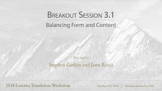 Balancing Form and Content | Stephen Gethin and Jann Ronis