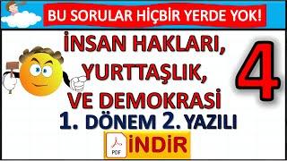 4. Sınıf İnsan Hakları, Yurttaşlık ve Demokrasi 1. Dönem 2.Yazılı Test  Vatandaşlık @zeynepkocyigitt