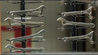 Explore a modern production line of hand tools. Producing screwdrivers, wrenches, hand pliers