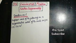 Mathematics Book 3 (D3) |  7th Edition | Exercise # 8 A | Q # 1 | Ifra Syed | in Urdu\Hindi