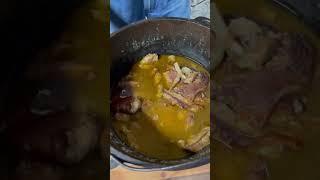 Pork chops in a gravy with a little something!! #food #cooking #foodshorts #foodie #outdoorcooking