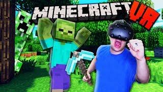 TRAPPED IN THE WORLD OF MINECRAFT?! | Minecraft VR Gameplay Part 1 (Vivecraft HTC Vive)