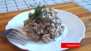 Сытный салат  с рыбной консервой и фасолью,Простой Рецепт
