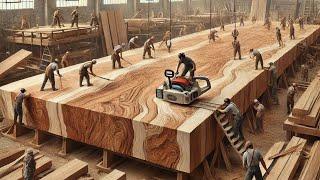 Fast woodworking process, making large tables from wood, wood is more precious than gold