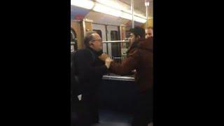 Migrant attacking pensioners who stood up for a woman they were harassing on the Munich subway