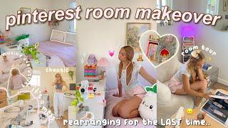 ⋆𐙚₊˚⊹ pinterest room makeover️pink, Korean style, rearranging everything room tour *our last run*