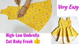 High Low Umbrella Cut Baby Frock Cutting and Stitching