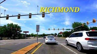 Richmond VA driving On Broad St. Downtown Richmond 4K HDR