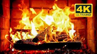  FIREPLACE Ultra HD 4K. Fireplace with Crackling Fire Sounds. Fireplace Burning. Fire Background