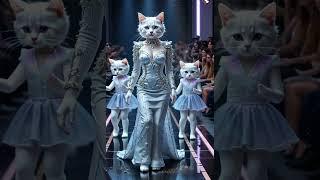 "Unreal! Futuristic Catwalk with Diamond Gown & Hologram Kittens "