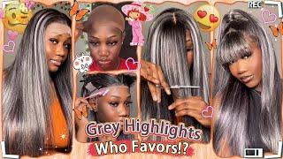 ️Grey Highlights Color + Lace Frontal Wig Install! Transparent Lace #ULAHAIR Review