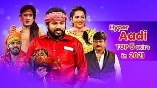 Hyper Aadi Top 5  Skits in 2021 | Jabardasth | 4th August 2023 | Hyper Aadi, sudigali sudheer, Roja