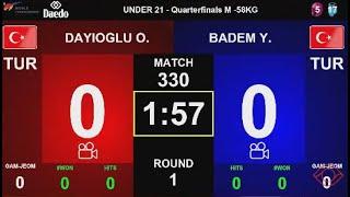 M -58 kg QF BADEM Yusuf (TUR) - DAYIOĞLU Faruk Ömer (TUR) 2024 European Under 21 Championships