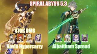 C0 Navia Hypercarry & C0 Alhaitham Spread  | Spiral Abyss 5.3 | Genshin Impact