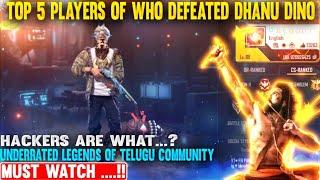 Top 5 players who defeated Dhanu dino of free fire CONFIGURATION PERFECTA para  SAMSUNG,A3,A5,A6,A7