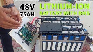 Lithium-ion Battery With BMS | Exicom 48V 75Ah 16 Li- Ion cells  3V each, IP65 Water Resistant