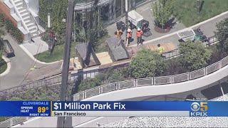 Salesforce Transit Center's Rooftop Park's Walkway Already Crumbling