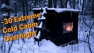-30C Extreme Cold Cabin Overnight