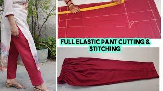 full elastic plazo pant cutting and stitching /अब पैंट बनाना बच्चो का खेल/size hip - 40,waist - 36"