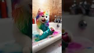Kitten Mischief: A Rainbow Adventure at Home! #cutecat..️#ai #cat #kitten #catshorts #cute #story