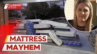 Bill dispute results in two dozen used mattresses dumped in customer's driveway | A Current Affair