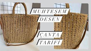 Muhteşem Timsah Sırtı Desen Çanta Tarifi #hasırçanta #diy #crochet #knitting #handmade #örgüçanta