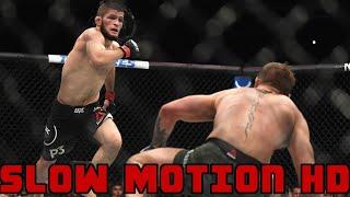 Khabib Nurmagomedov Knocks Down Conor McGregor Super Slow Motion HD