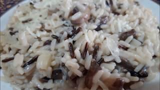 Ρύζι με μανιτάρια και κρέμα γάλακτος-Rice with mushrooms and cream