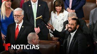 Expulsan a representante demócrata por protestar durante discurso de Trump | Noticias Telemundo