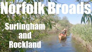 The Norfolk Broads by Canoe. Sunken Wherry Graveyards. Surlingham and Rockland Broad. River Yare.