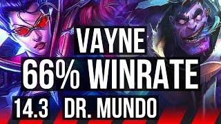 VAYNE vs DR. MUNDO (TOP) | 66% winrate, Legendary | KR Challenger | 14.3