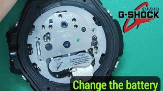 How to change a G-Shock GA-1100 watch battery and AC Reset.