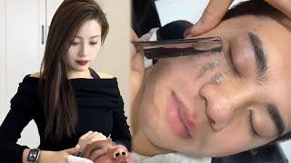 ASMR | Remove a lot of dead skin from a man's face. 🪒 Crazy wonderful oriental shave!