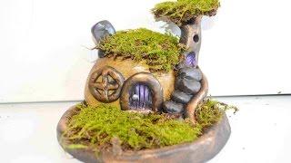 How To Sculpt A Stone Fairy House and Moss Garden With Polymer Clay