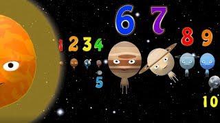  10 Little Planets-2  Solar System | Counting 10-1 | Nursery Rhymes Songs for Kids