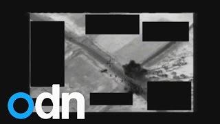 British Ministry of Defence video shows air strikes hitting IS vehicles