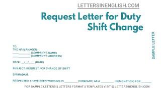 Request Letter For Duty Shift Change - Sample Letter of Request for Change Duty Shift